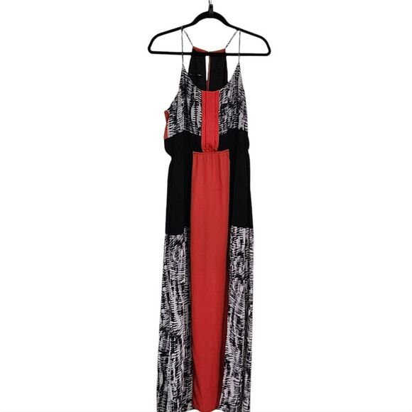 Maurices red white black color block maxi summer dress L - Picture 1 of 4